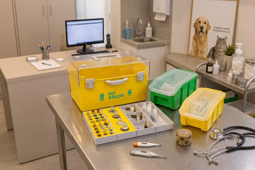 Caixas organizadoras para consultório veterinário: gavetas por porte, procedimento e atendimento externo
