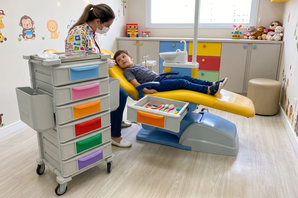 Carrinho auxiliar para odontopediatria: usos no atendimento infantil